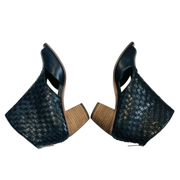 Patricia Nash WomenSz 7 Black Woven Leather Ankle Booties Boots Rosetta Open Toe - Picture 8 of 11